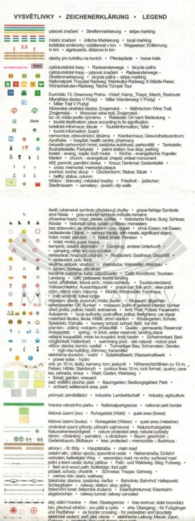 Podyji - Thayatal / Park Narodowy Podyje. Wodoodporna mapa turystyczna 44 w etui wydawnictwa Geodezie On Line. Legenda