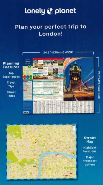 Londyn. Wodoodporna mapa / Plan miasta. City map wydawnictwa  Lonely Planet. Okładka - tył