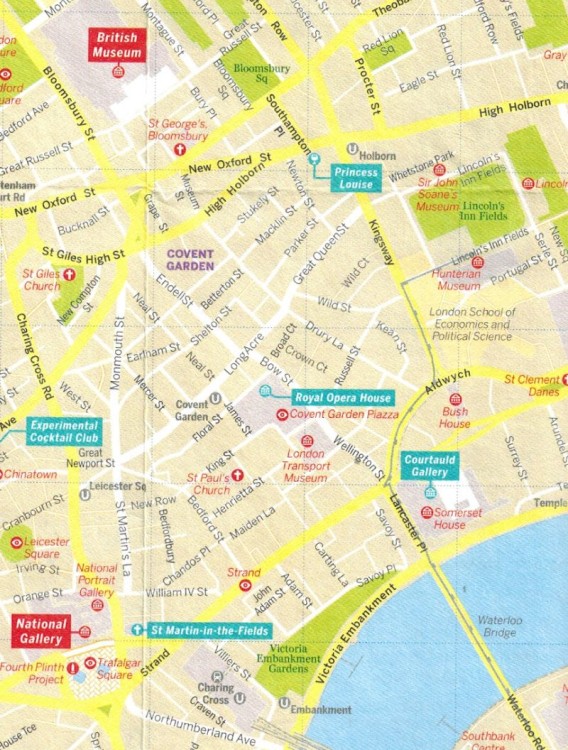Londyn. Wodoodporna mapa / Plan miasta. City map wydawnictwa  Lonely Planet.  Fragment