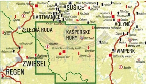 Szumawa / Sumava - Plane. Mapa turystyczna 66 w etui wydawnictwa Geodezie On Line. Zasięg