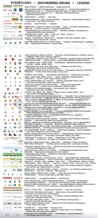 Szumawa / Sumava - Plane. Mapa turystyczna 66 w etui wydawnictwa Geodezie On Line. Legenda