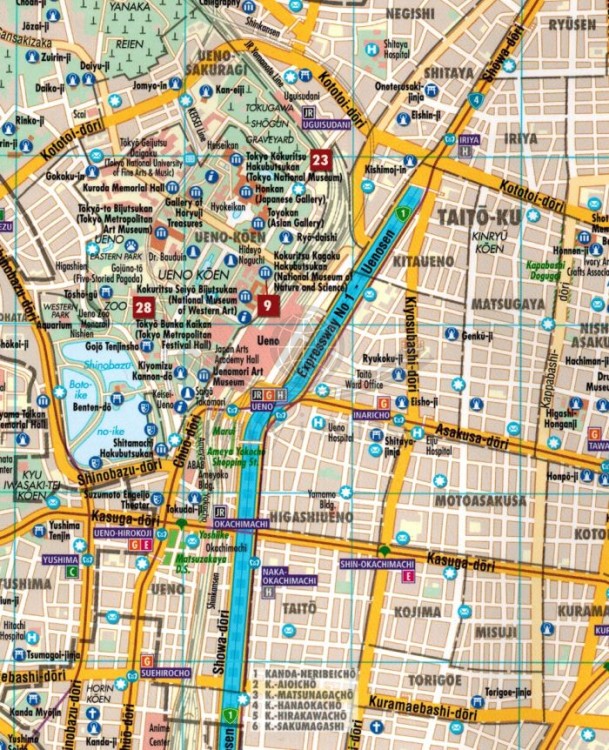 Tokio 1:17 000. Laminowana mapa turystyczna / plan miasta wydawnictwa Borch. Fragment 1