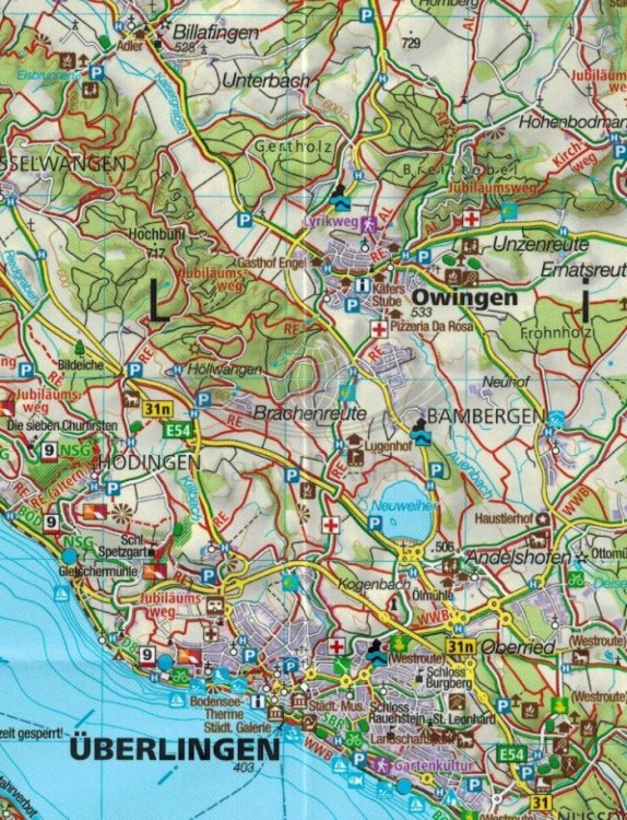 Jezioro Bodeńskie / Bodensee Gesamtgebiet. Wodoodporna mapa turystyczna 1c wydawnictwa Kompass. Fragment 1