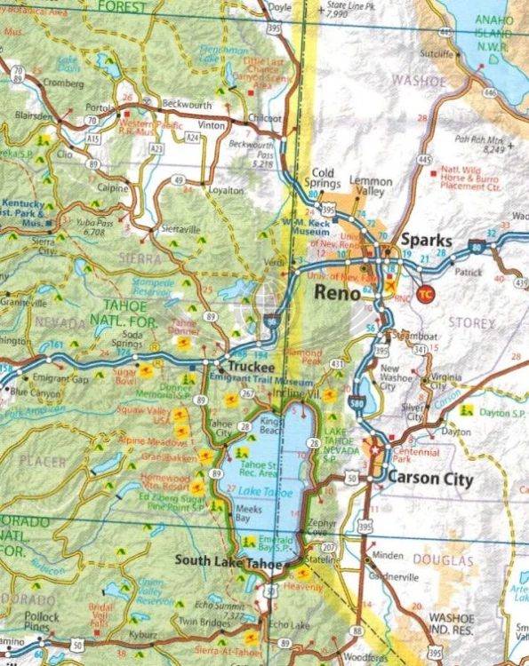 Kalifornia. Mapa samochodowo-turystyczna 174 wydawnictwa  Michelin. Fragment 2