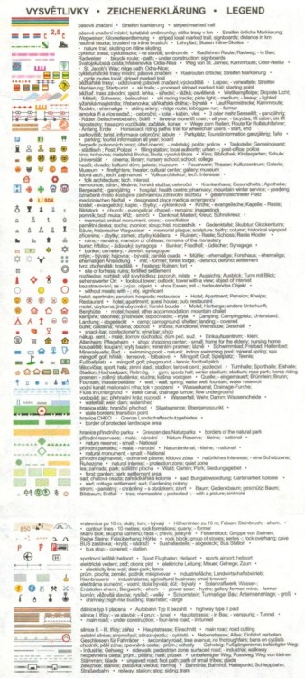Liberec i okolice / Liberecko. Wodoodporna mapa turystyczna 48 w etui wydawnictwa Geodezie On Line. Legenda