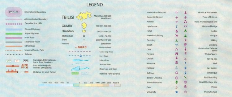 Gruzja. Tbilisi. Mapa samochodowa / Plan miasta wydawnictwa ITMB. Legenda