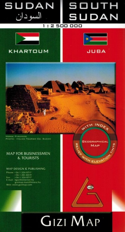 Sudan i Sudan Południowy 1:2 500 000. Mapa samochodowo-turystyczna wydawnictwa Gizi Map. Okładka