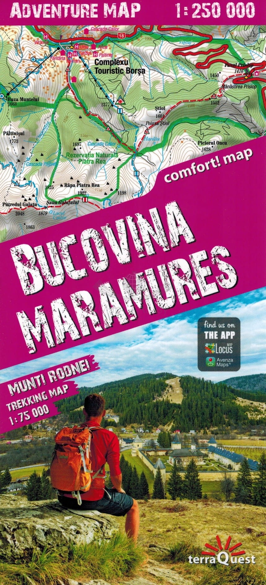 Bukowina i Maramuresz. Góry Rodniańskie. Laminowana mapa samochodowo-turystyczna. TerraQuest