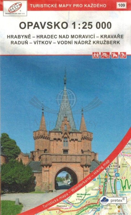 Opavsko. Wodoodporna mapa turystyczna 109 w etui wydawnictwa Geodezie On Line. Okładka
