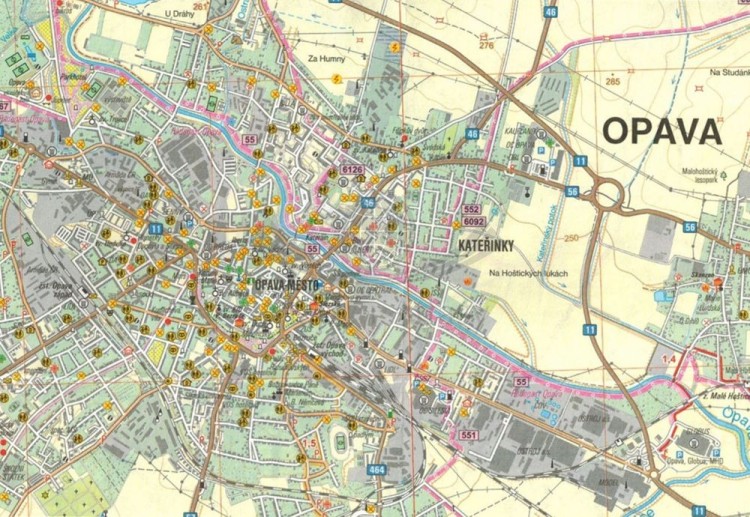 Opavsko. Wodoodporna mapa turystyczna 109 w etui wydawnictwa Geodezie On Line. Fragment 1