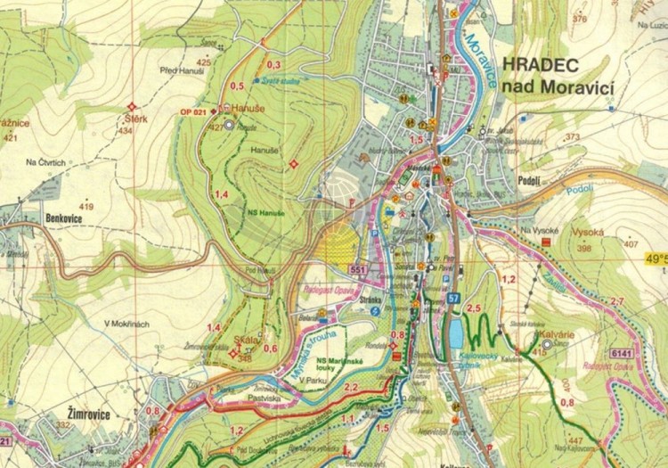 Opavsko. Wodoodporna mapa turystyczna 109 w etui wydawnictwa Geodezie On Line. Fragment 2