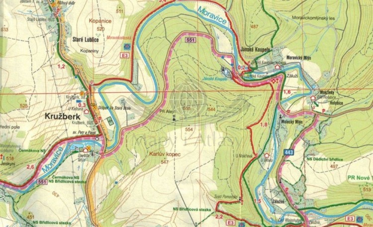Opavsko. Wodoodporna mapa turystyczna 109 w etui wydawnictwa Geodezie On Line. Fragment 3