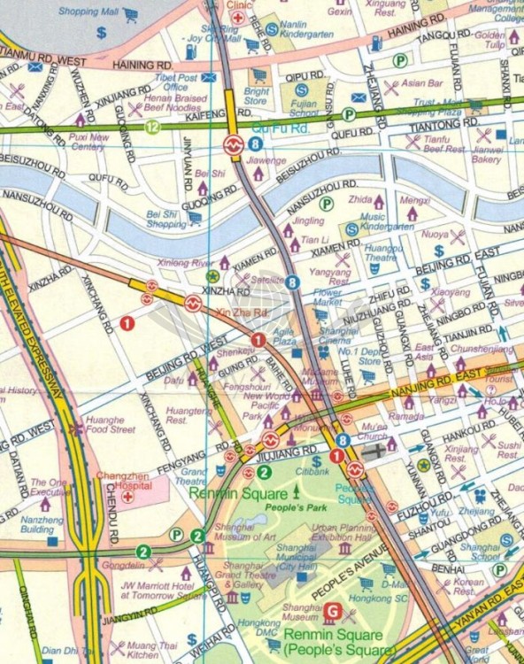 Szanghaj i Chiny południowo-wschodnie. Wodoodporny plan miasta / Mapa samochodowo-turystyczna wydawnictwa ITMB. Fragment 1