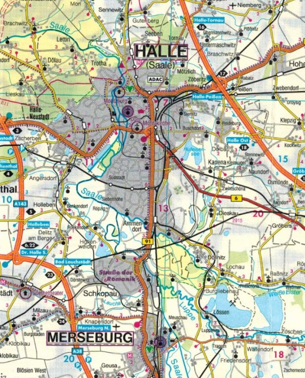 Niemcy: Turyngia / Thuringen 1:200 000. Mapa samochodowa wydawnictwa Freytag & Berndt. Fragment 2