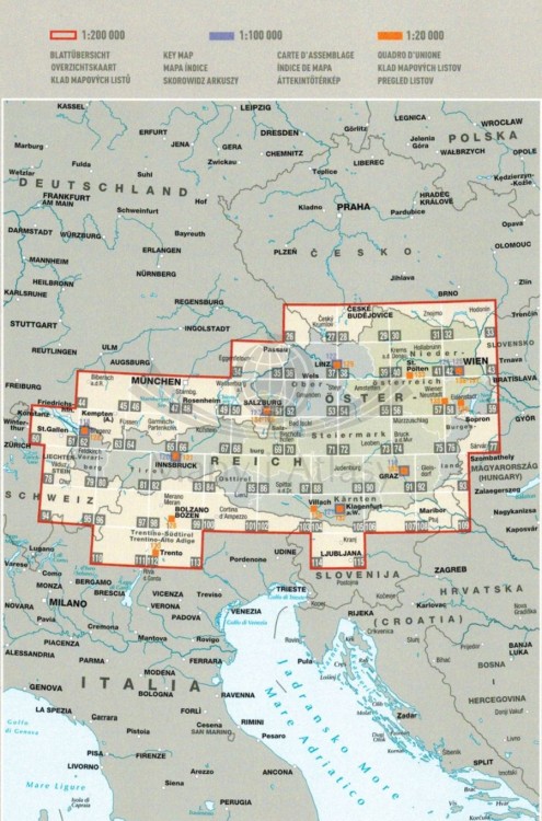 Austria, Liechtenstein, południowy Tyrol. Atlas samochodowy wydawnictwa Marco Polo. Skorowidz Austria, Liechtenstein, południowy Tyrol