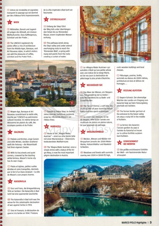 Austria, Liechtenstein, południowy Tyrol. Atlas samochodowy wydawnictwa Marco Polo. Informator