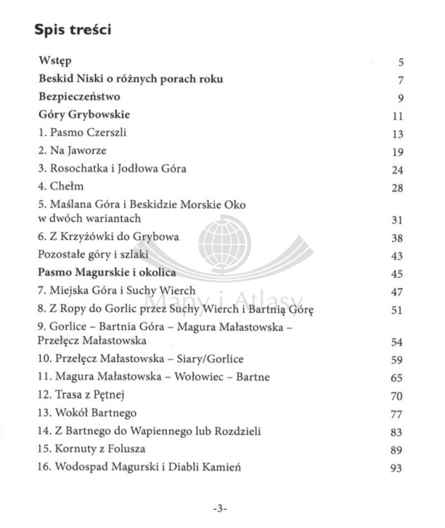 Beskid Niski aktywnie - część zachodnia. Przewodnik turystycz. Spis treści 1