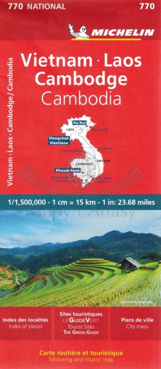 Wietnam, Laos, Kambodża. Mapa samochodowo- turystyczna 770 wydawnictwa Michelin. Okładka