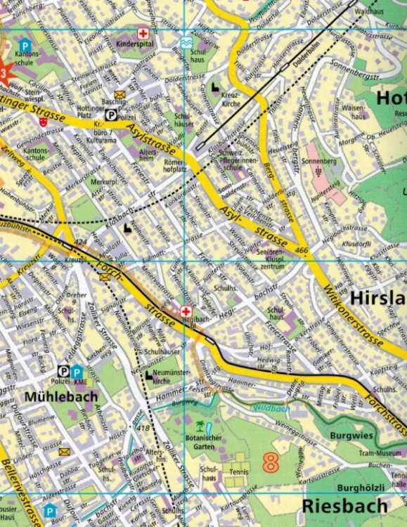 Zurych / Zurich 1:16 000. Wodoodporna mapa / plan miasta wydawnictwa Hallwag. Fragment 2