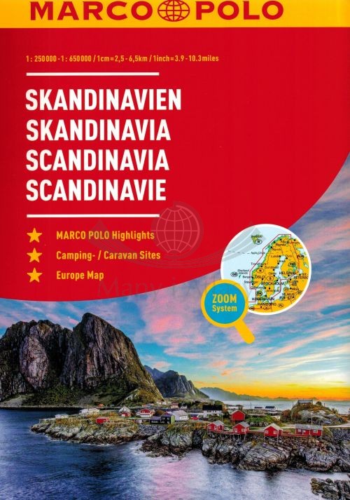 Skandynawia 1:250 000 - 1:650 000. Atlas samochodowy. Marco Polo
