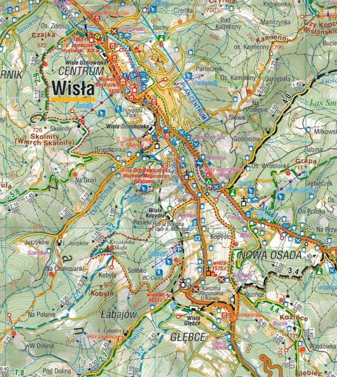 Beskid Śląski i pasmo Wielkiej Raczy 1:50 000. Laminowana mapa turystyczna wydawnictwa Compass. Fragment 2