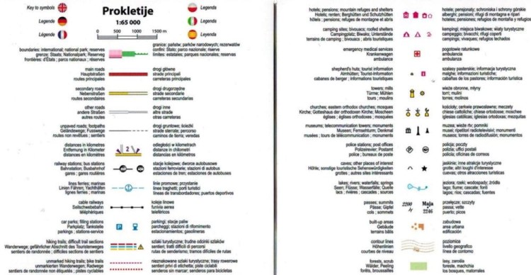 Prokletije. Alpy Albańskie. Laminowana mapa turystyczna wydawnictwa TerraQuest. Legenda