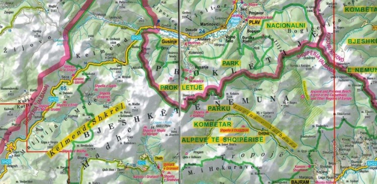 Prokletije. Alpy Albańskie. Laminowana mapa turystyczna wydawnictwa TerraQuest. Fragment 1