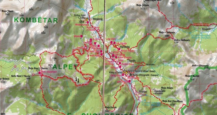 Prokletije. Alpy Albańskie. Laminowana mapa turystyczna wydawnictwa TerraQuest. Fragment 2