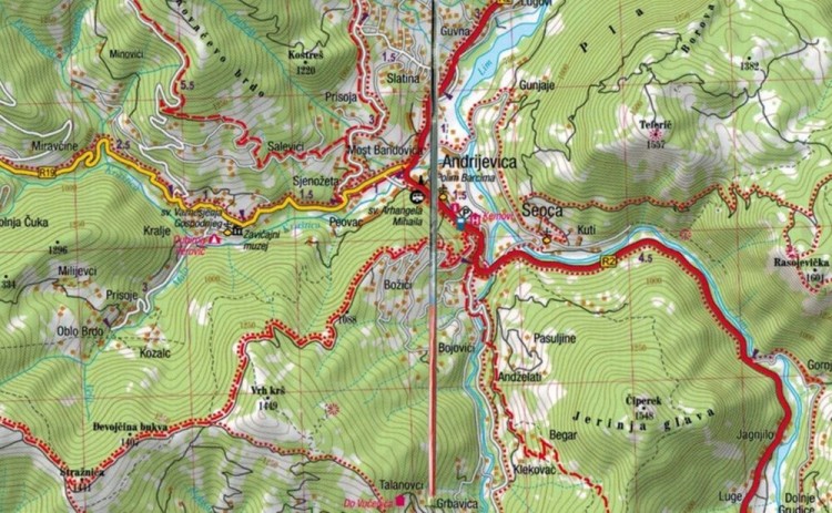 Prokletije. Alpy Albańskie. Laminowana mapa turystyczna wydawnictwa TerraQuest. Fragment 3