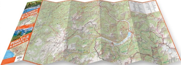 Prokletije. Alpy Albańskie. Laminowana mapa turystyczna wydawnictwa TerraQuest. Rozłożona mapa