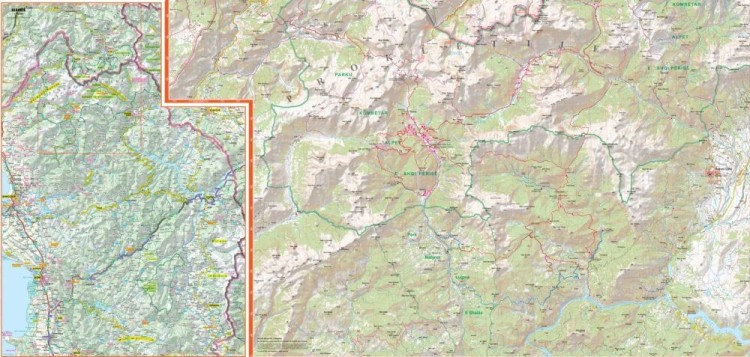 Prokletije. Alpy Albańskie. Laminowana mapa turystyczna wydawnictwa TerraQuest. Druga strona