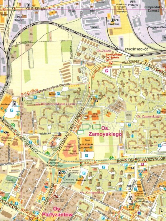Zamość 1:10 000. Mapa / Plan miasta wydawnictwa Kartpol. Fragment