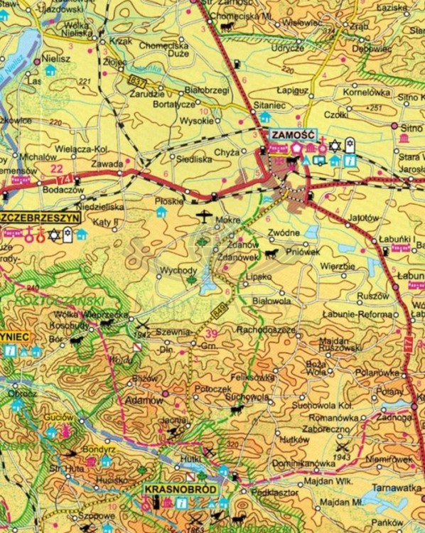 Województwo lubelskie 1:300 000. Mapa turystyczna wydawnictwa Kartpol. Fragment 1
