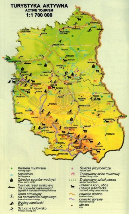 Województwo lubelskie 1:300 000. Mapa turystyczna wydawnictwa Kartpol. Fragment legendy 2