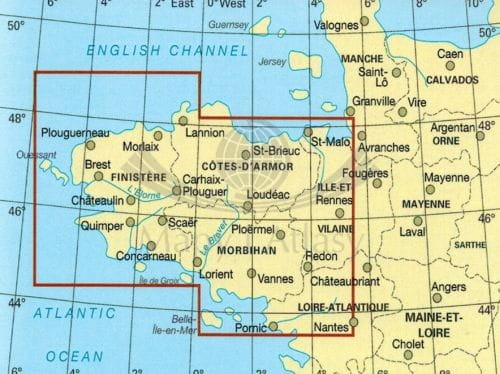Bretania / Brittany. Wodoodporna mapa samochodowa wydawnictwa Reise Know-How. Zasięg