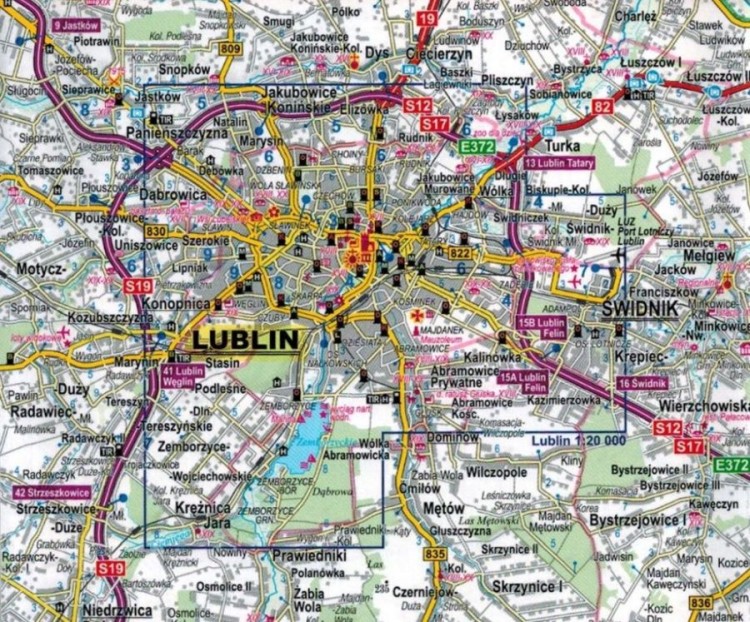 Lublin i Świdnik 1:20 000. Foliowana mapa / Plan miasta wydawnictwa Expressmap. Zasięg