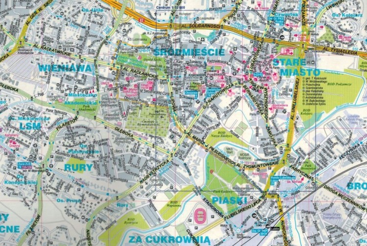Lublin i Świdnik 1:20 000. Foliowana mapa / Plan miasta wydawnictwa Expressmap. Fragment 1