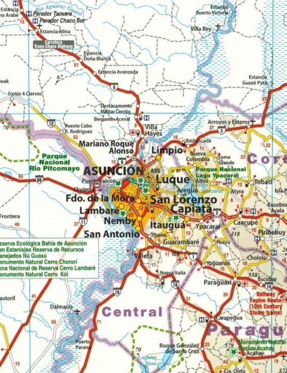 Urugwaj i Paragwaj. Wodoodporna mapa samochodowa wydawnictwa Reise Know-How. Fragment 1