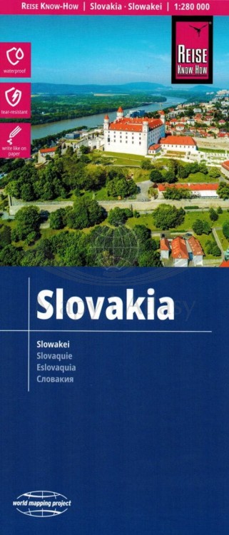 Słowacja 1:280 000. Wodoodporna mapa samochodowa wydawnictwa Reise Know-How. Okładka