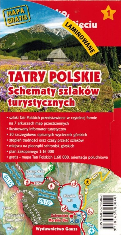 Tatry Polskie. Laminowane schematy szlaków turystycznych wydawnictwa Gauss. Etui