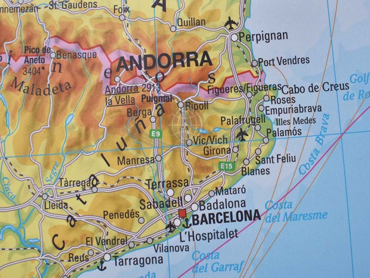 Hiszpania i Portugalia. Mapa ścienna fizyczna wydawnictwa Stiefel. Fragment 2