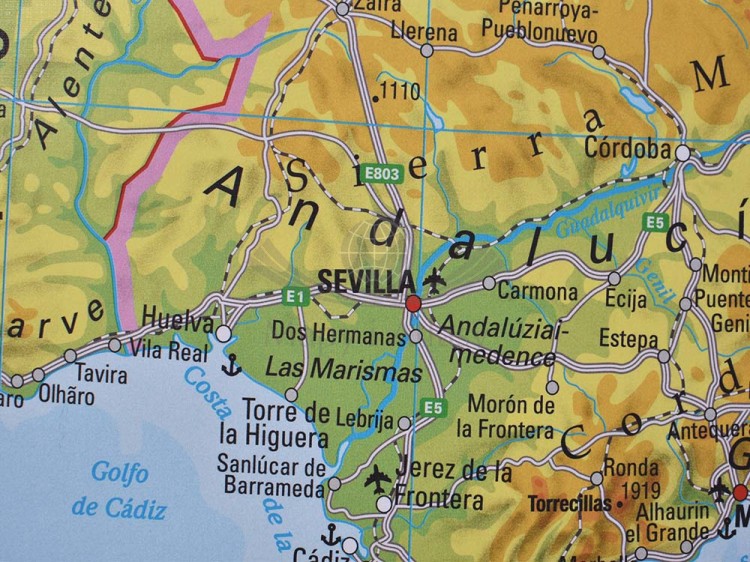 Hiszpania i Portugalia. Mapa ścienna fizyczna wydawnictwa Stiefel. Fragment 3