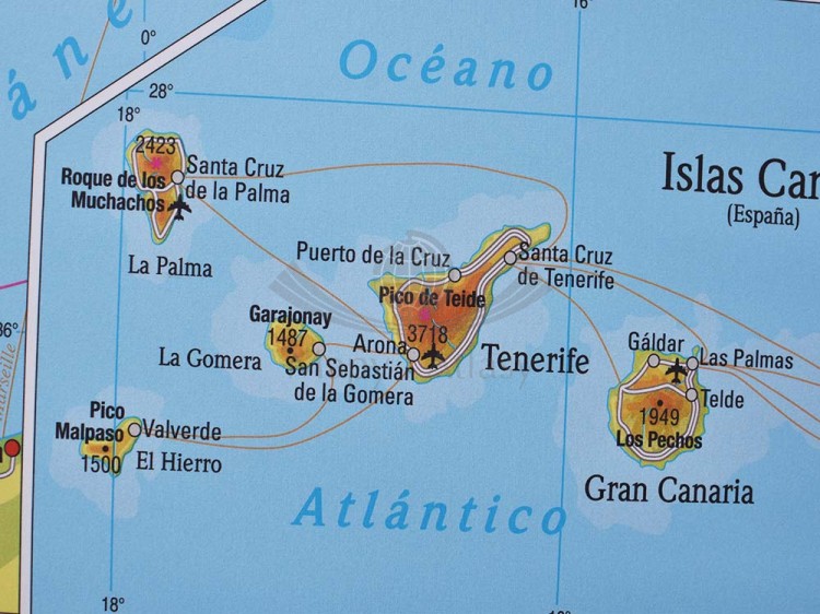 Hiszpania i Portugalia. Mapa ścienna fizyczna wydawnictwa Stiefel. Fragment 4