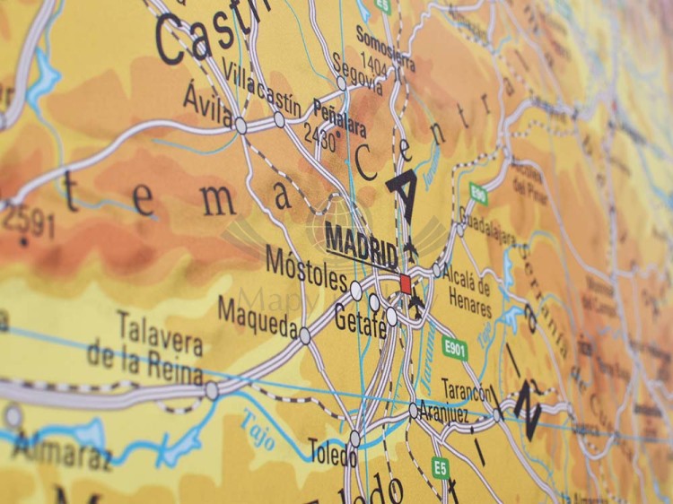 Hiszpania i Portugalia. Mapa ścienna fizyczna wydawnictwa Stiefel. Fragment 5