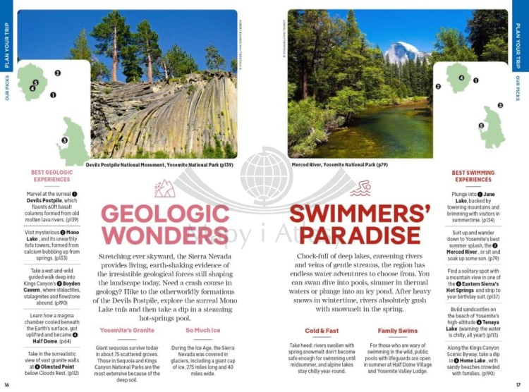 Park Narodowy Sekwoi / Yosemite, Sequoia & Kings Canyon. Przewodnik wydawnictwa Lonely Planet. Przykładowe strony 1