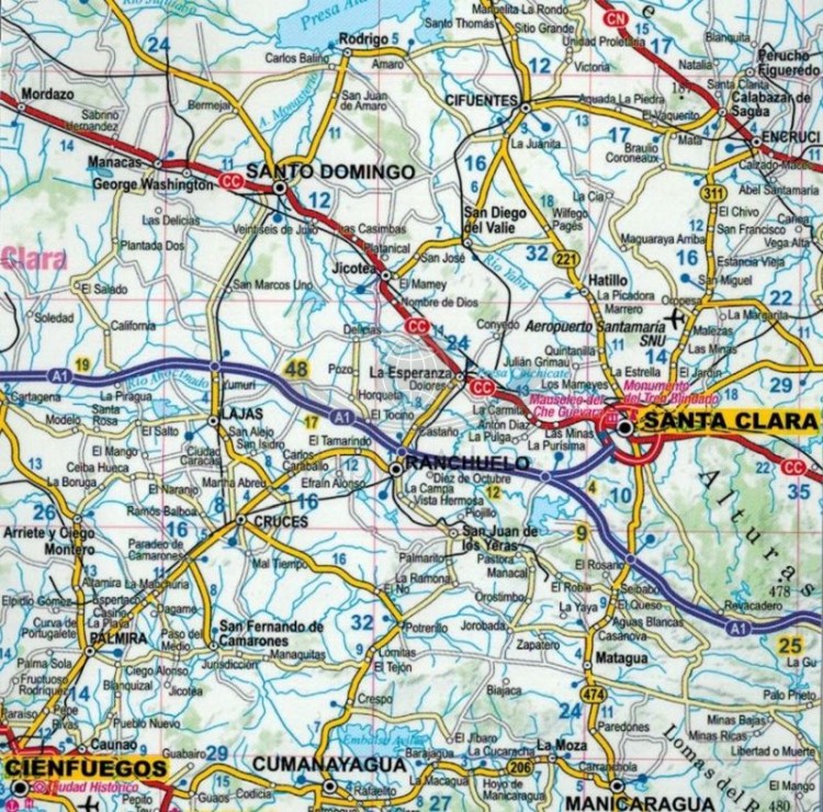 Kuba. Laminowana mapa samochodowo-turystyczna wydawnictwa TerraQuest. Fragment 3