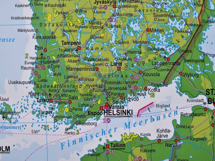 Skandynawia i kraje bałtyckie. Mapa ścienna fizyczna wydawnictwa Stiefel. Fragment 1