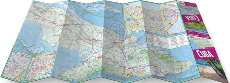 Kuba. Laminowana mapa samochodowo-turystyczna wydawnictwa TerraQuest. Rozłożona mapa
