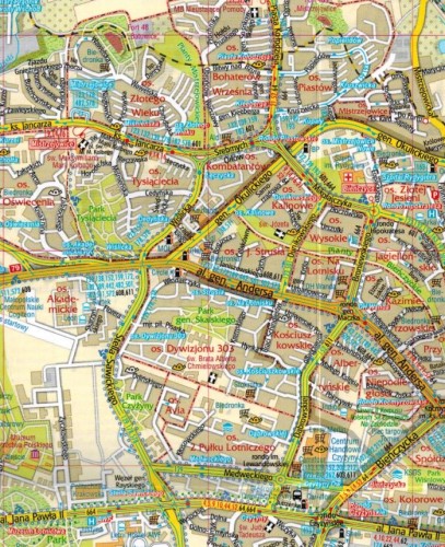 Kraków 1:26 000. Laminowana mapa / Plan miasta wydawnictwa Gauss. Fragment 1