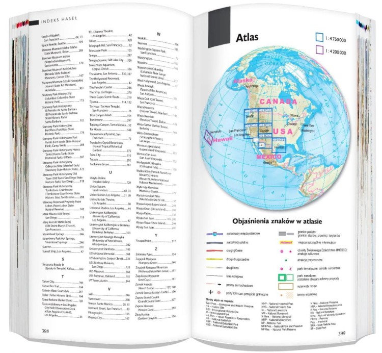 USA / Stany Zjednoczone cz. zachodnia. Przewodnik z atlasem wydawnictwa ExpressMap. Przykładowe strony 2